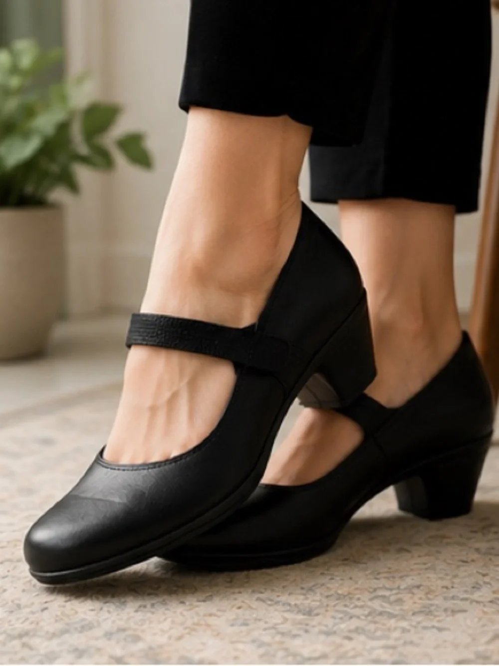 Merrell Black Leather Mary Jane Comfort Shoes Size 8 Work Career Casual